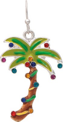 Silver Toned Decorated Palm Tree Earrings