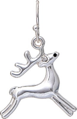 Silver Toned Dancing Reindeer Earrings