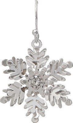 Silver Toned 3D Snowflake Earrings