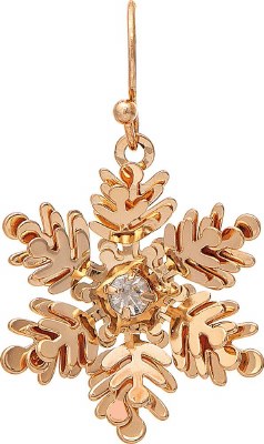 Gold Toned 3D Snowflake Earrings