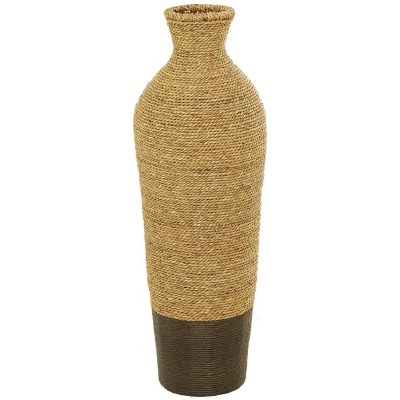 30" Natural and Brown Seagrass Vase