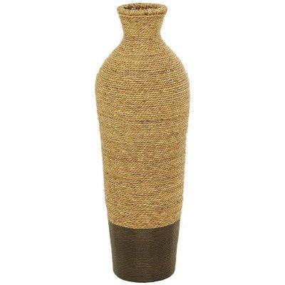 30" Natural and Brown Seagrass Vase