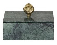 7" x 5" Green Marble and Gold Knob Box