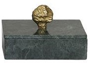 6" x 4" Green Marble and Gold Knob Box