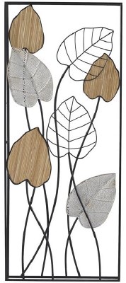 36" x 16" Two Silver Leafs and Three Gold Leafs Metal Wall Plaque