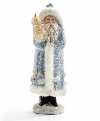 14" Blue Santa With a Shell Tree Statue