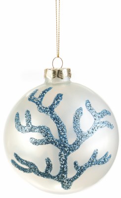 4" Blue Coral Glass Ball Ornament