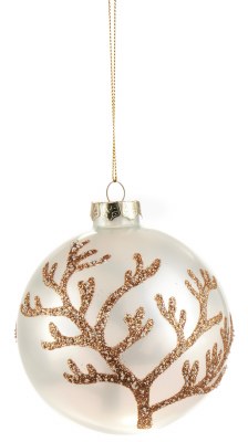 4" Gold Coral Glass Ball Ornament