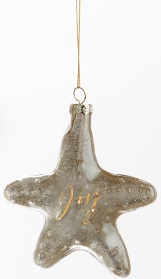 4" Glass "Joy" Starfish Ornament