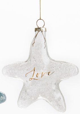 4" Glass"Love" Starfish Ornament