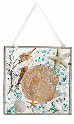 4" Sq Scallop Shell Suncatcher