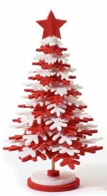 8" Red and White Felt Tree