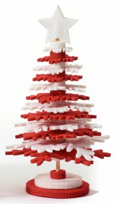 7" Red and White Felt Tree