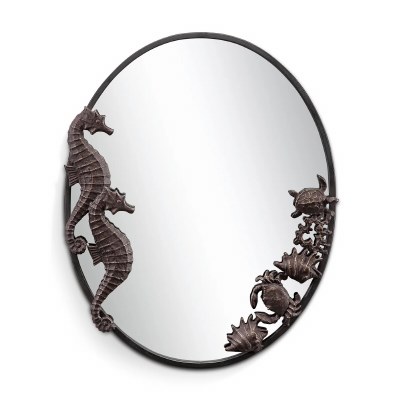 26" Oval Bronze Seahorse Mirror