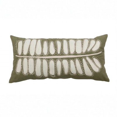 14" x 24" Green and White Frond Decorative Pillow