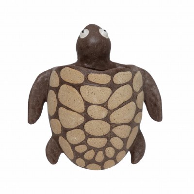 7" Brown and Beige Turtle Wall Pot