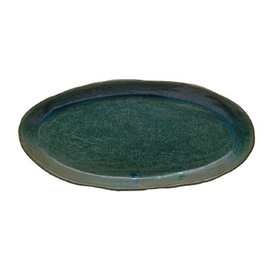 15" Green Ceramic Oval Platter