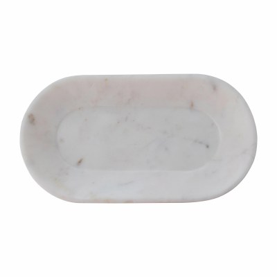 10" Oval White Marble Dish