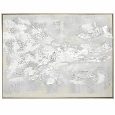 35" x 47" White on White Abstract Canvas Framed