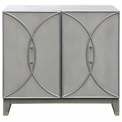 38" Silver and Gray Two Door Cabinet