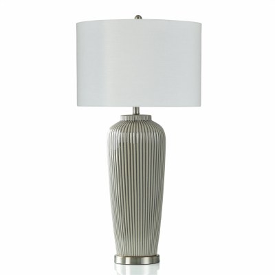 36" Gray Ribbed Ceramic Table Lamp