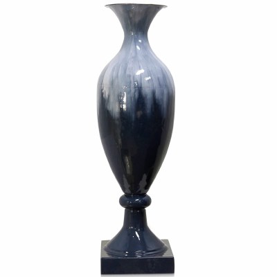 34" Light and Dark Blue Metal Vase