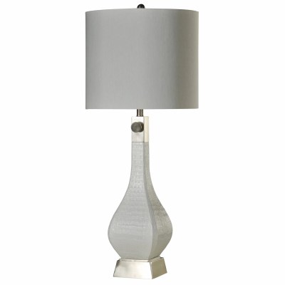 38" Silver Textured White Table Lamp