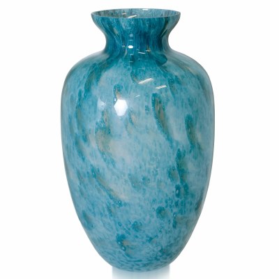20" Blue and Gold Glass Vase