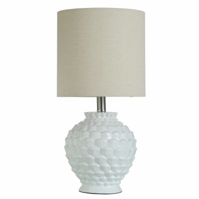 20" White Textured Ceramic Table Lamp