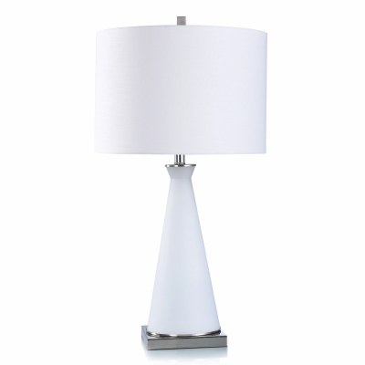 30" White Glass Cone Table Lamp
