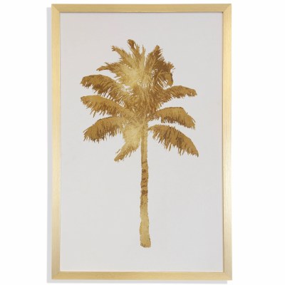 42" x 27" Gold Palm Tree 1 Gel Textured Print With a Gold Frame