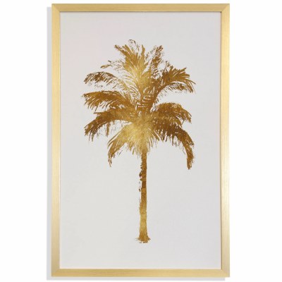 42" x 27" Gold Palm Tree 2 Gel Textured Print With a Gold Frame