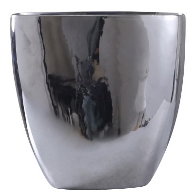 15" Silver Flat Ceramic Vase