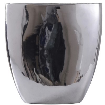 11" Silver Flat Ceramic Vase