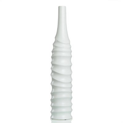 32" White Slim Wave Ceramic Vase