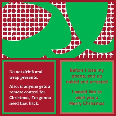 5" Sq "Don't Drink and Wrap Presents." Double Sided Beverage Napkin