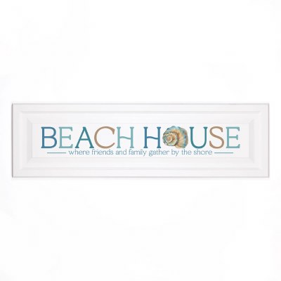 12" x 40" "Beach House Where Friends and Family Gather by the Shore" Wall Plaque