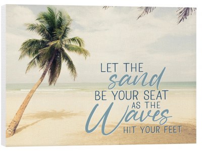 12" x 16" "Let the Sand Be Your Seat as the Waves Hit Your Feet" Palm Tree Canvas