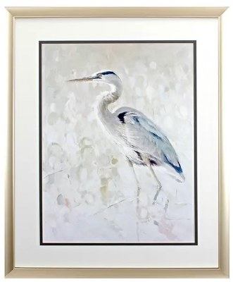 32" x 26" White Tail Heron Framed Print Under Glass