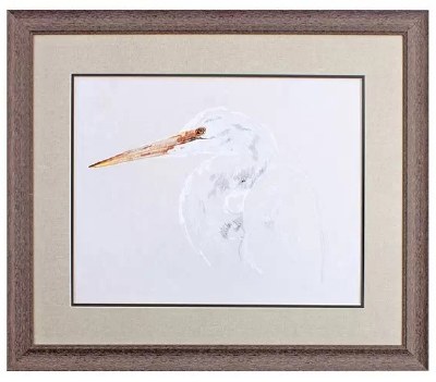 24" x 28" Egret Upright Framed Print Under Glass