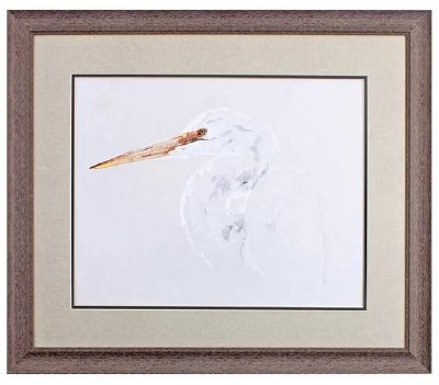 24" x 28" Egret Upright Framed Print Under Glass