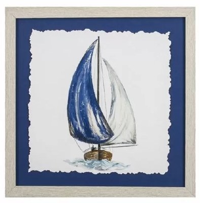 15" Sq Sailboat Facing the Front Framed Print Under Glass