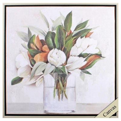30" Sq Magnolia Bouquet Framed Canvas