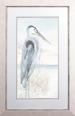 28" x 22" Beachside Heron 2 Framed Print Under Glass