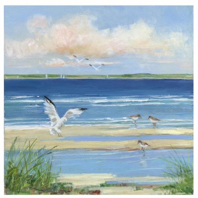29" Sq Beach Combing 1 Canvas in a White Frame