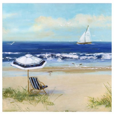 29" Sq Beach Life 1 Canvas in a White Frame