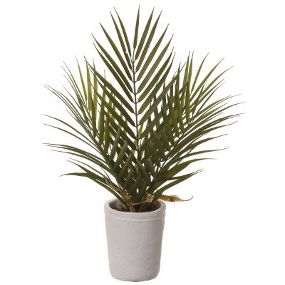 14" Faux Green Areca Palm in a White Pot