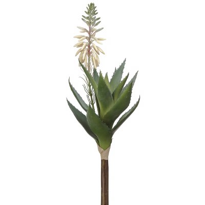 15" Faux White Blooming Agave Pick