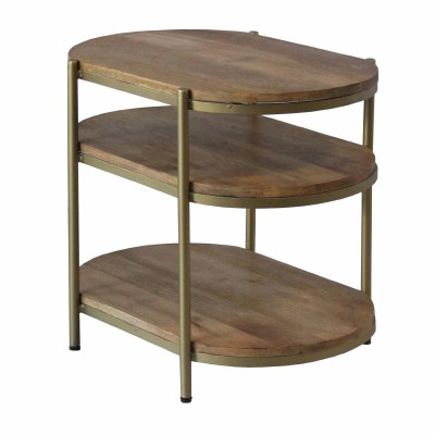 23" Oval Bronze Two Shelf Table