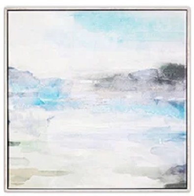 20" Sq Light Blue Horizon Framed Canvas